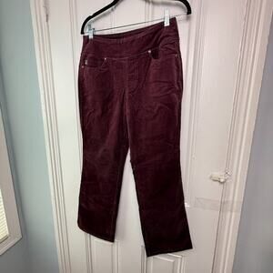 QVC Belle by Kim Gravel TripleLuxe Corduroy Boot Cut Pants Womens 6 Petite Wine